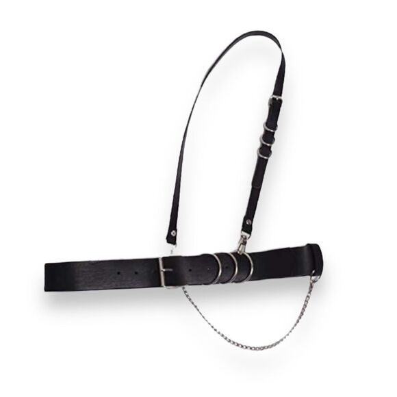 Black Suspender Pants Chains Body Harness Belt -NEW - Picture 4 of 5